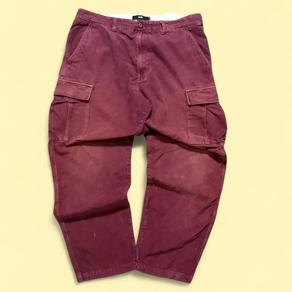 Purple red corduroy cargo pants